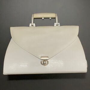 Cream Textured doctor bag with silver Clasp